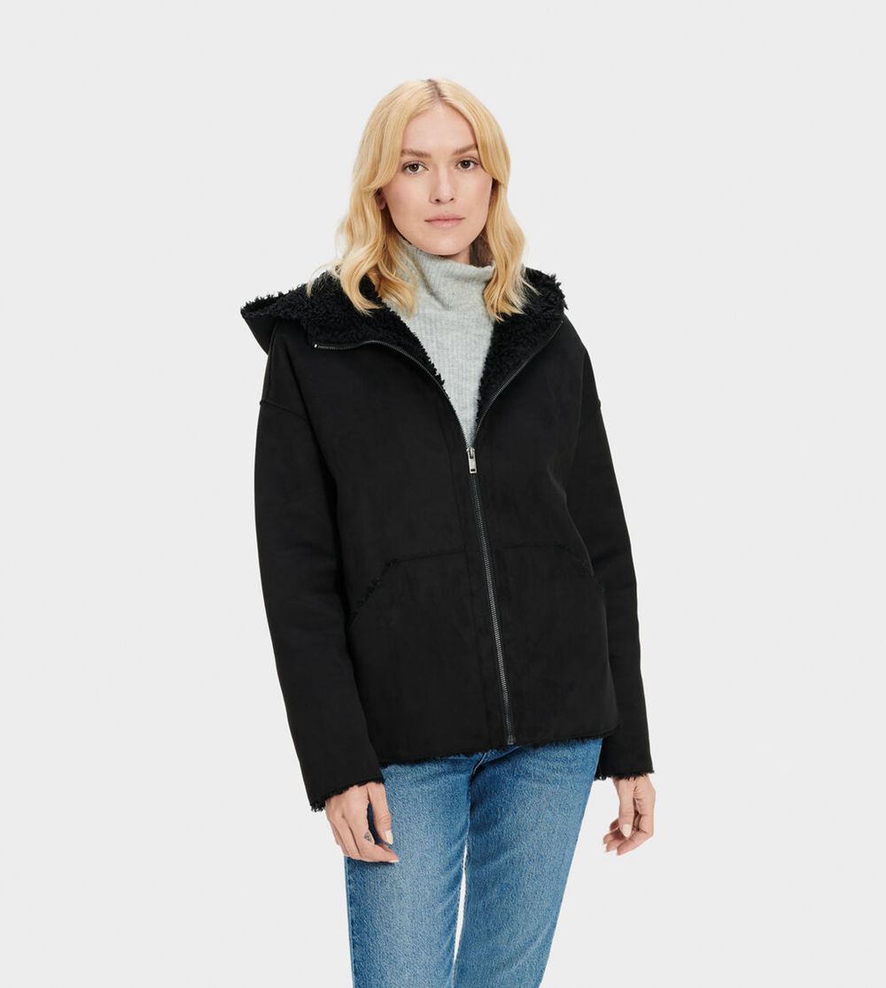 Ugg Jody Faux Shearling - Womens Hoodie - Black - NZ (0784FVPKS)